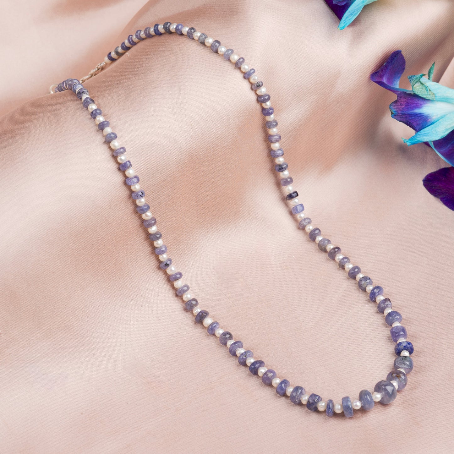 real tanzanite Beaded necklace