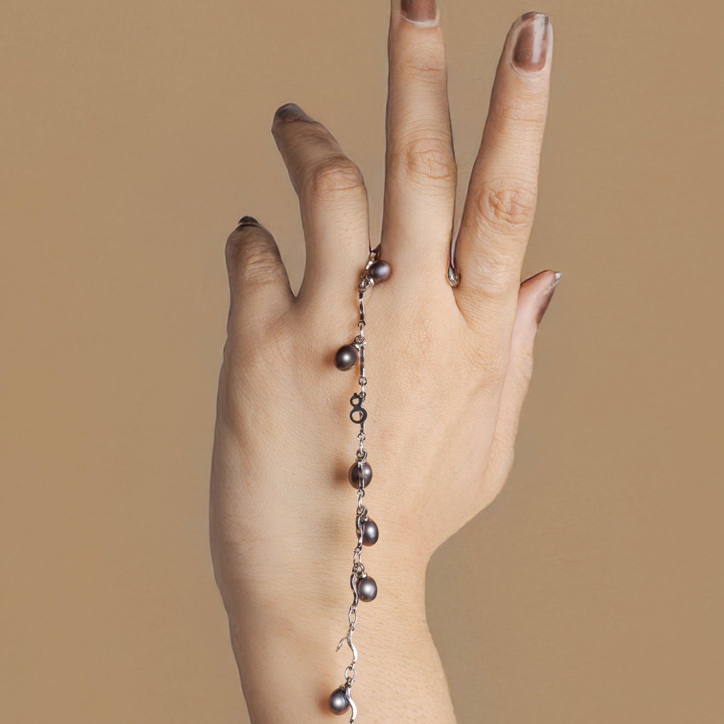 black pearl charm bracelet