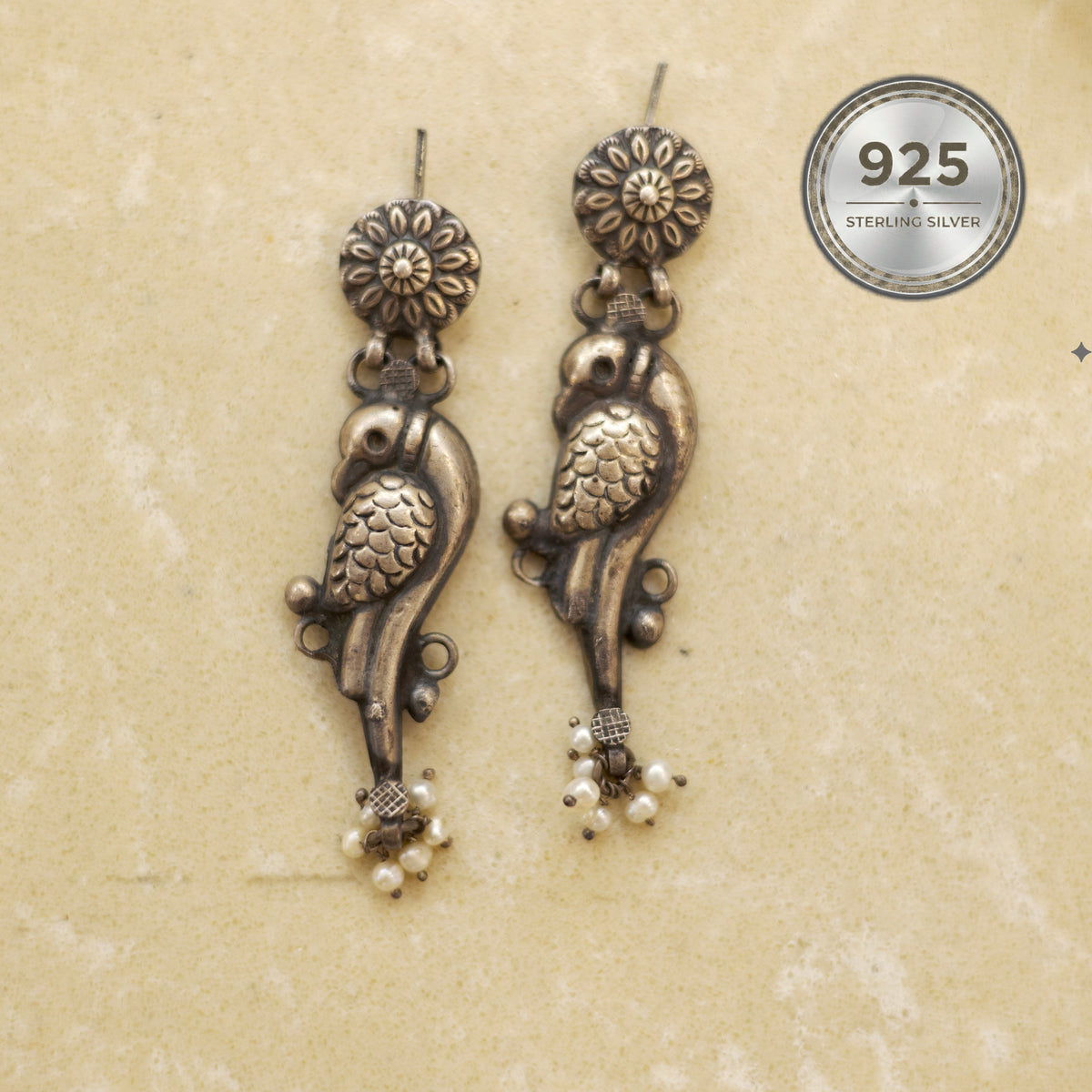 Parrot Serenity Silver Earrings