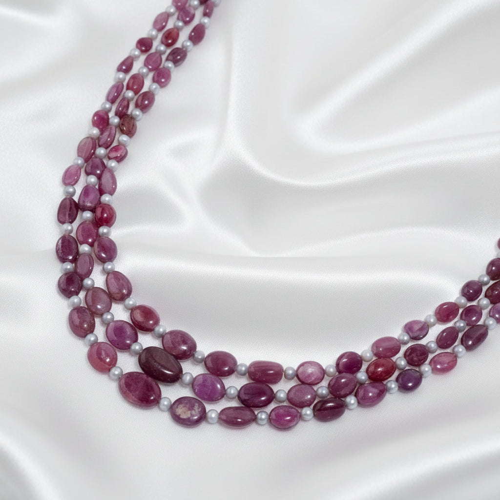 Multistrand real ruby necklace