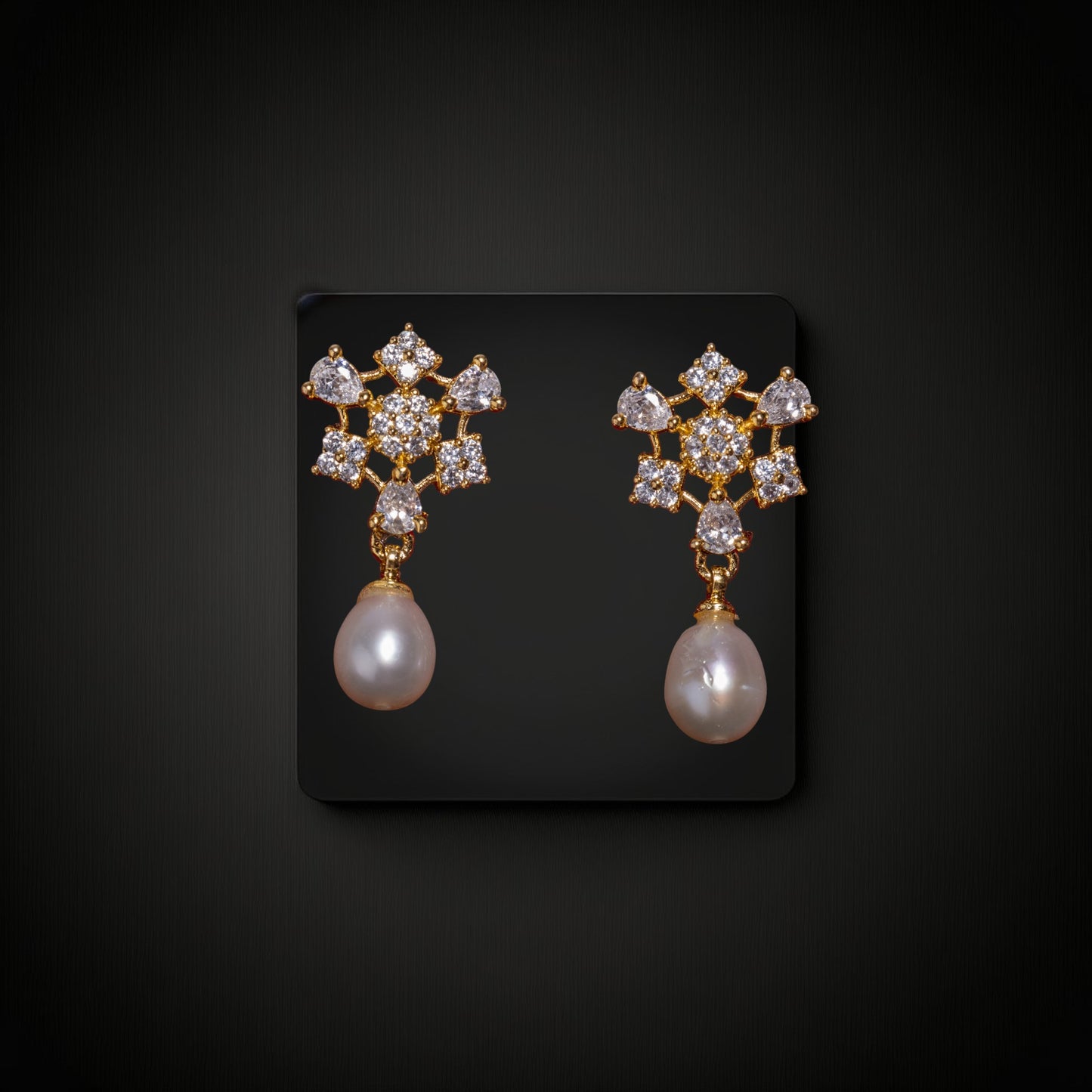Diamond pearl drop earrings