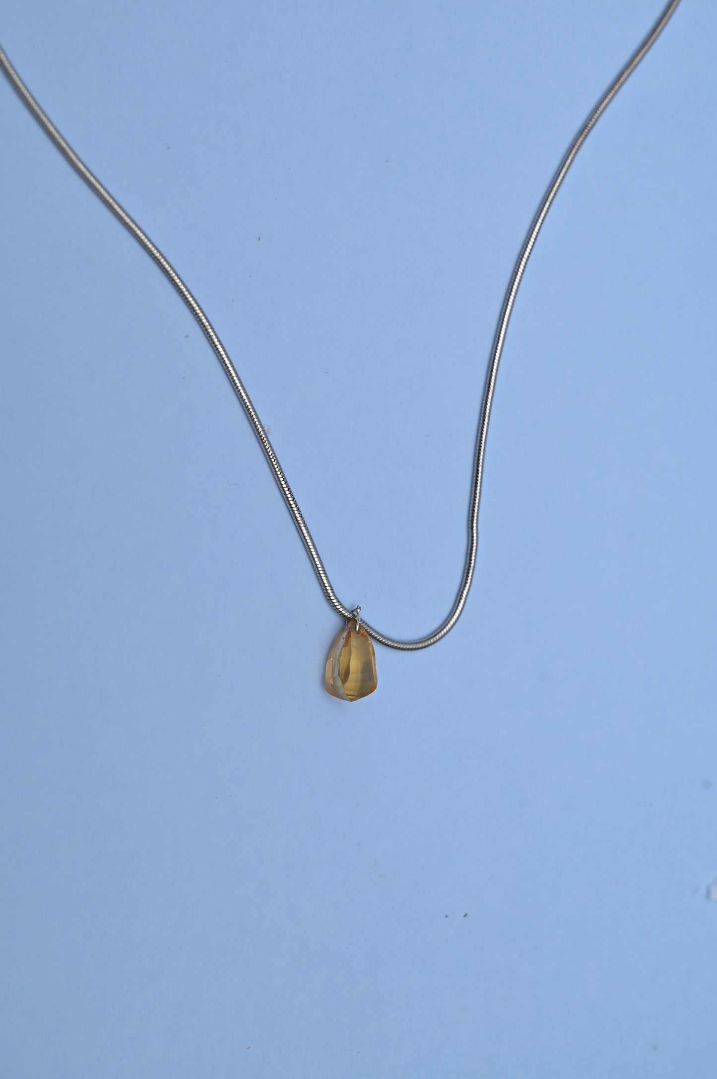 Sapphire Lemon Drop Silver Chain Pendant