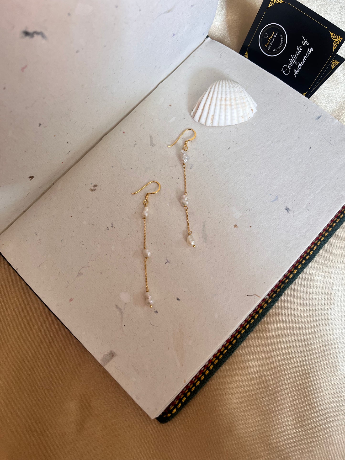 Pearl Gold Long Earrings