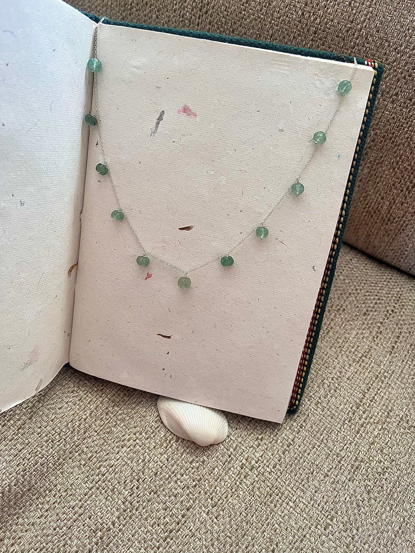emerals silver chain