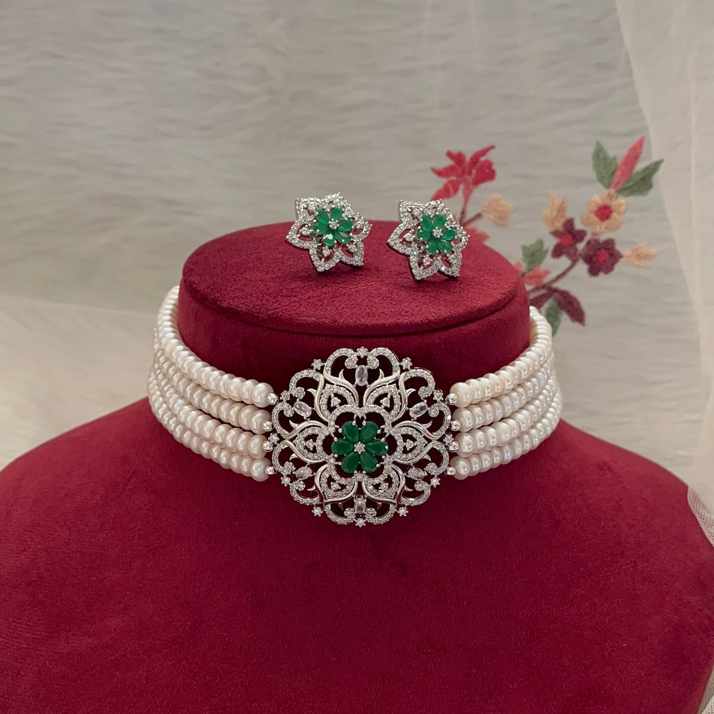 Pearl Choker Necklace Set