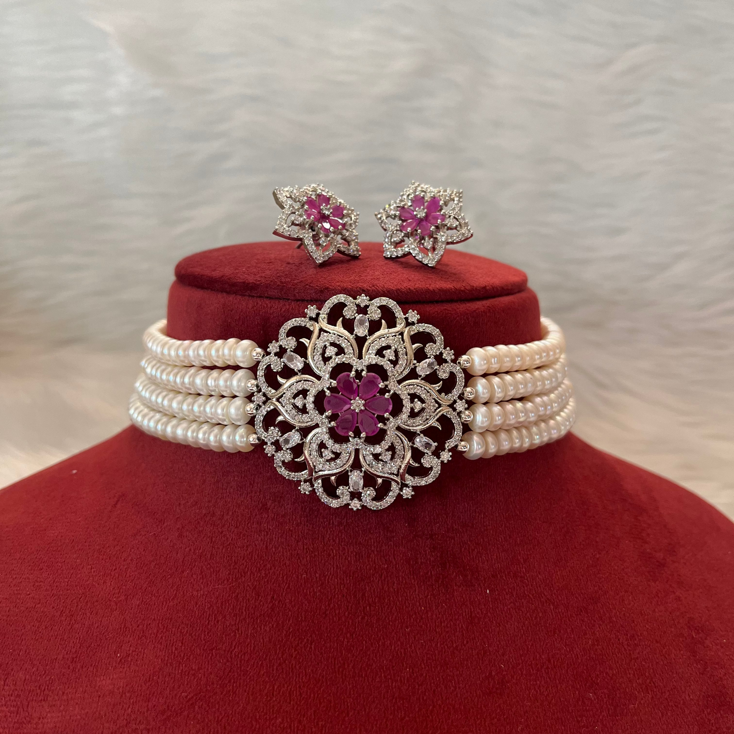 Real pearl choker set