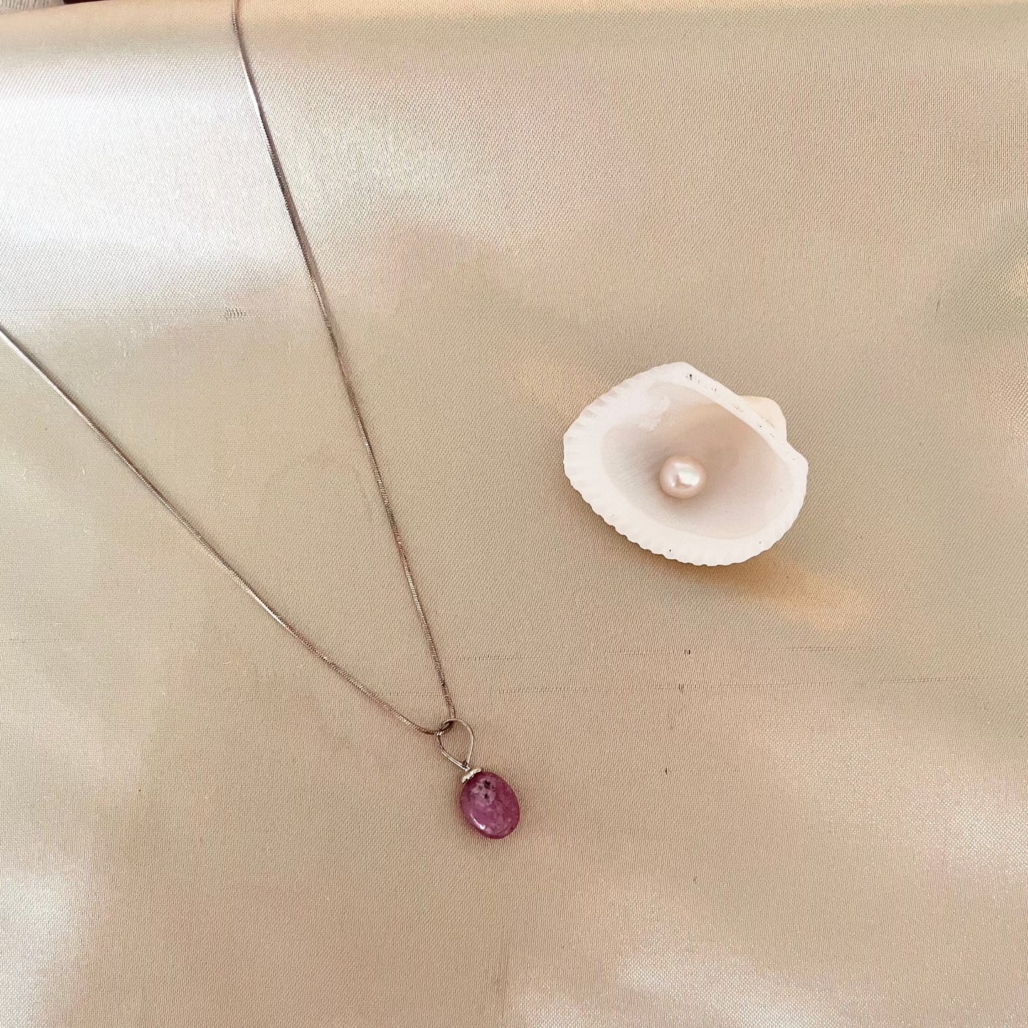 Ruby silver pendant