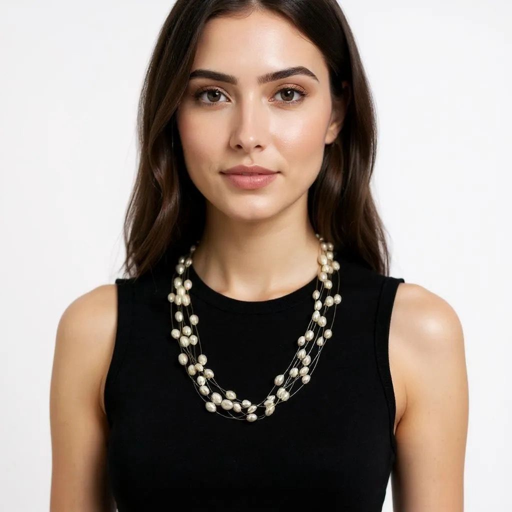 Pearl Dot Invisible String Necklace