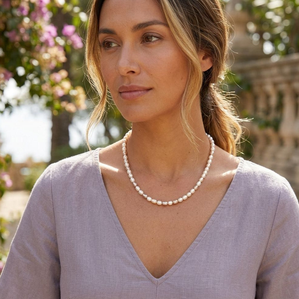 Rice Pearl Necklace Blush Lavender