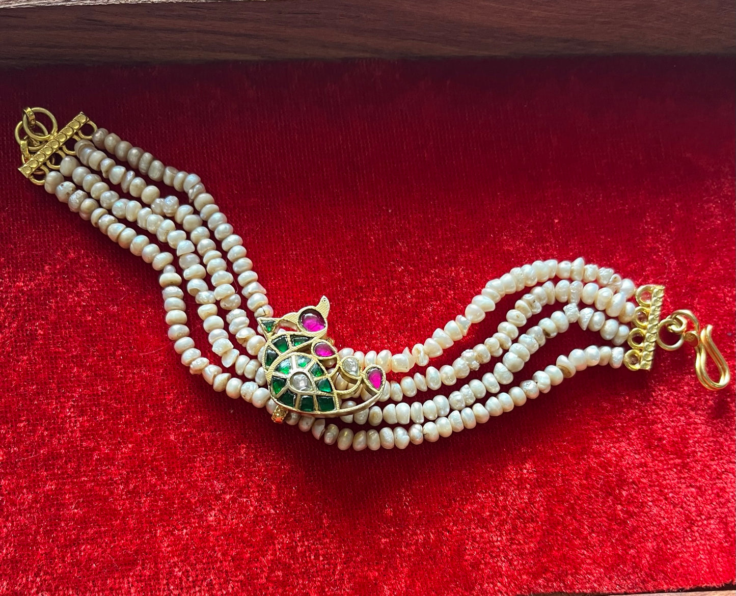 Rajwadi Jadau Silver Bracelet