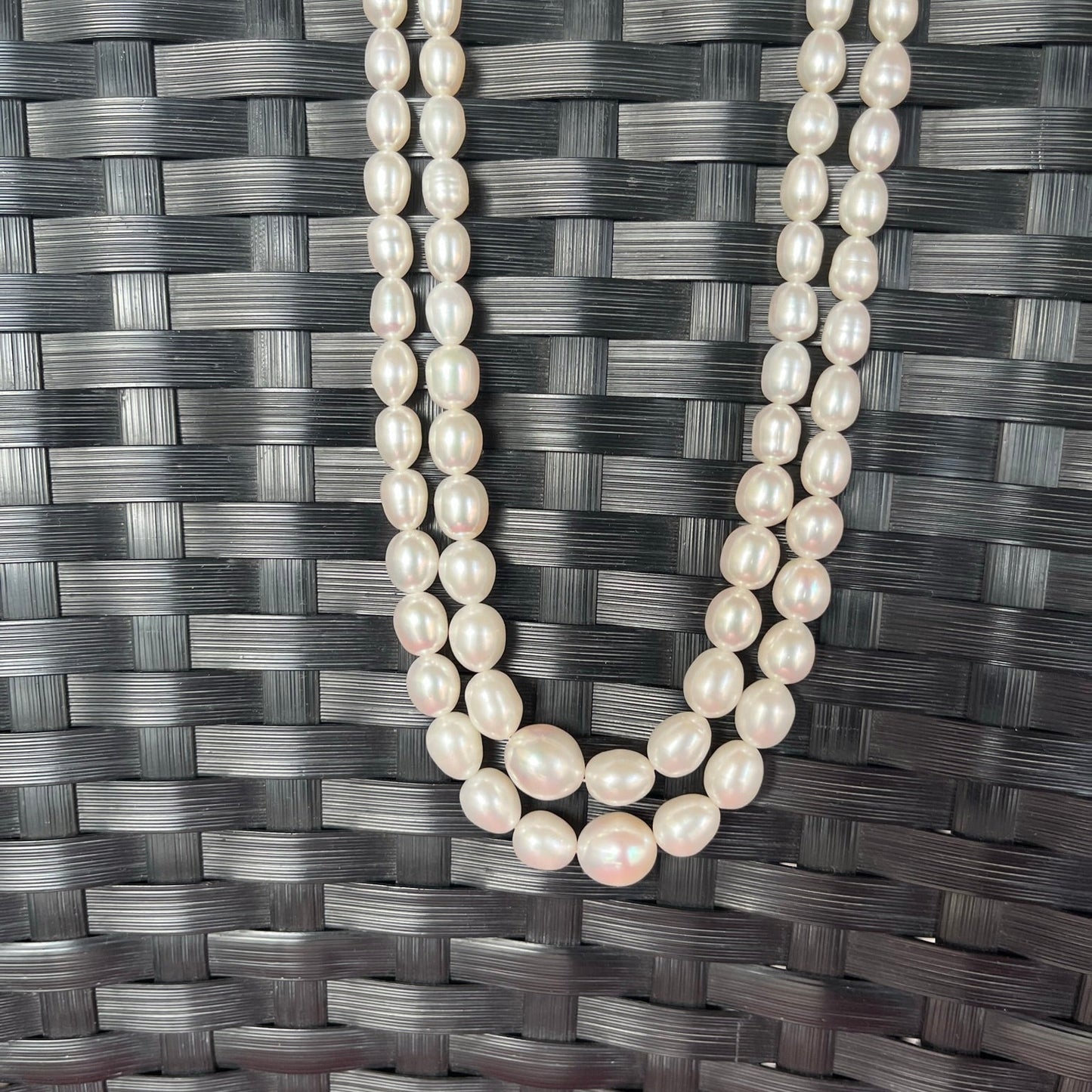 Two strands of real pearl necklace