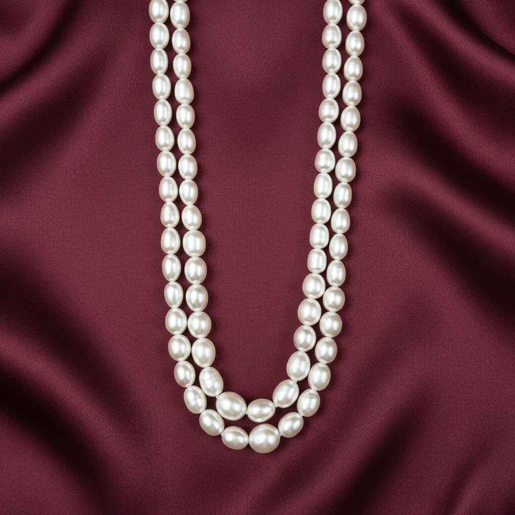 Two strands of real pearl necklace