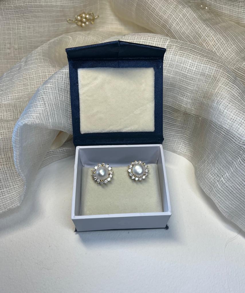 Pearl Moon Star Studs