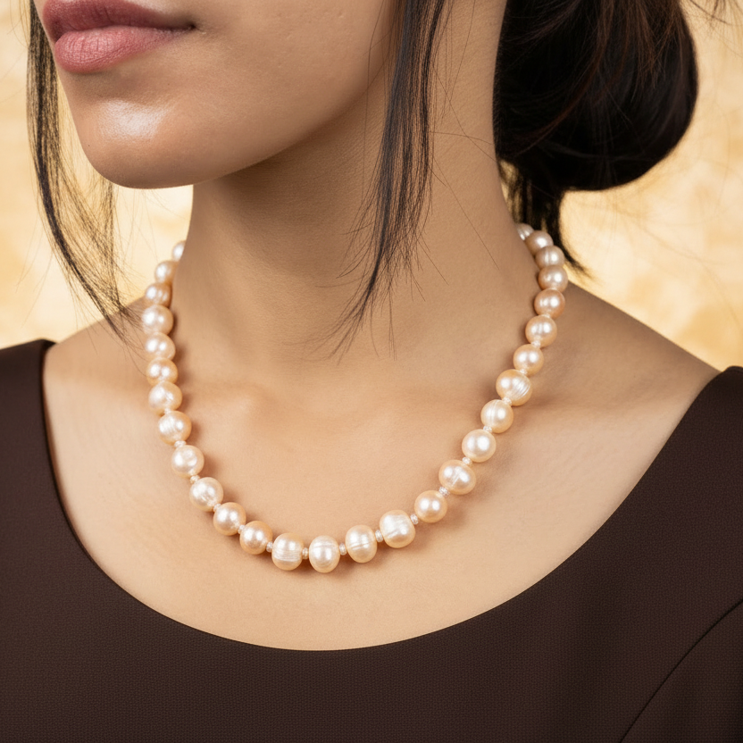 Peachy Vibes Pearl Necklace