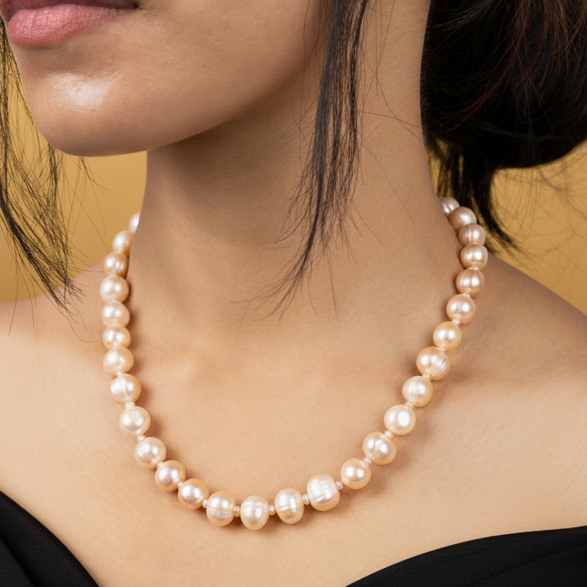 Peachy Vibes Pearl Necklace