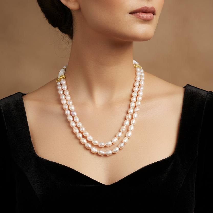 Rosé Rhythm Pearl Necklace