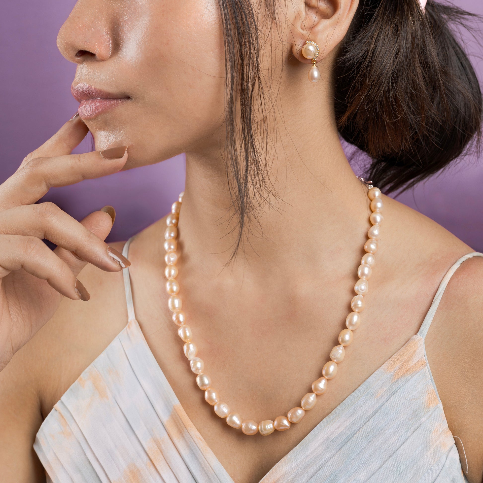 Pink pearl necklace freshwater pearls