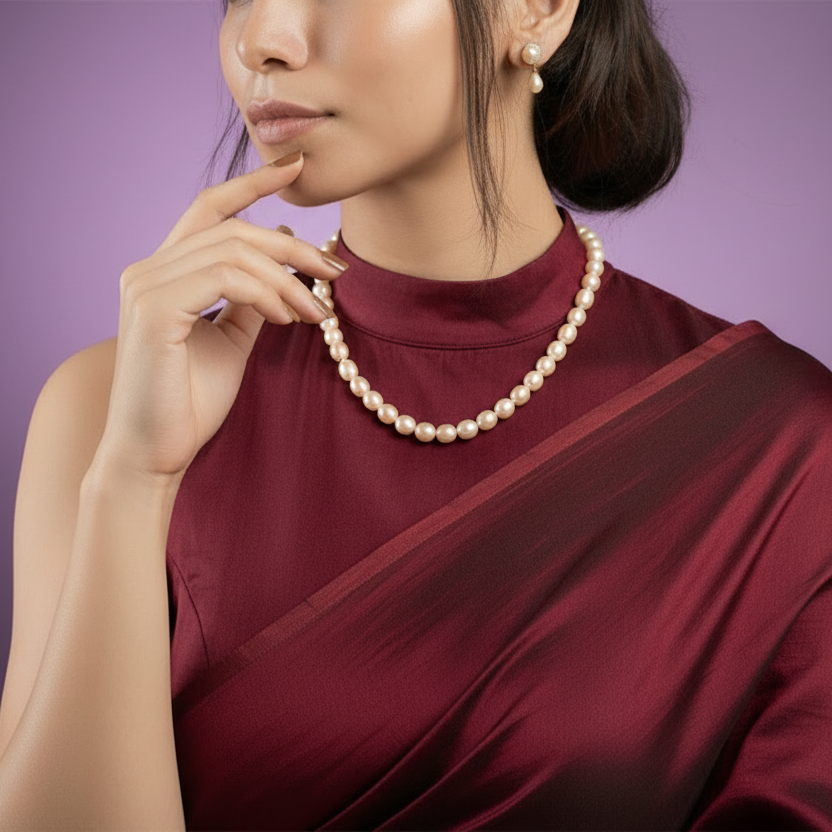 Apricot Glow Pearl Necklace