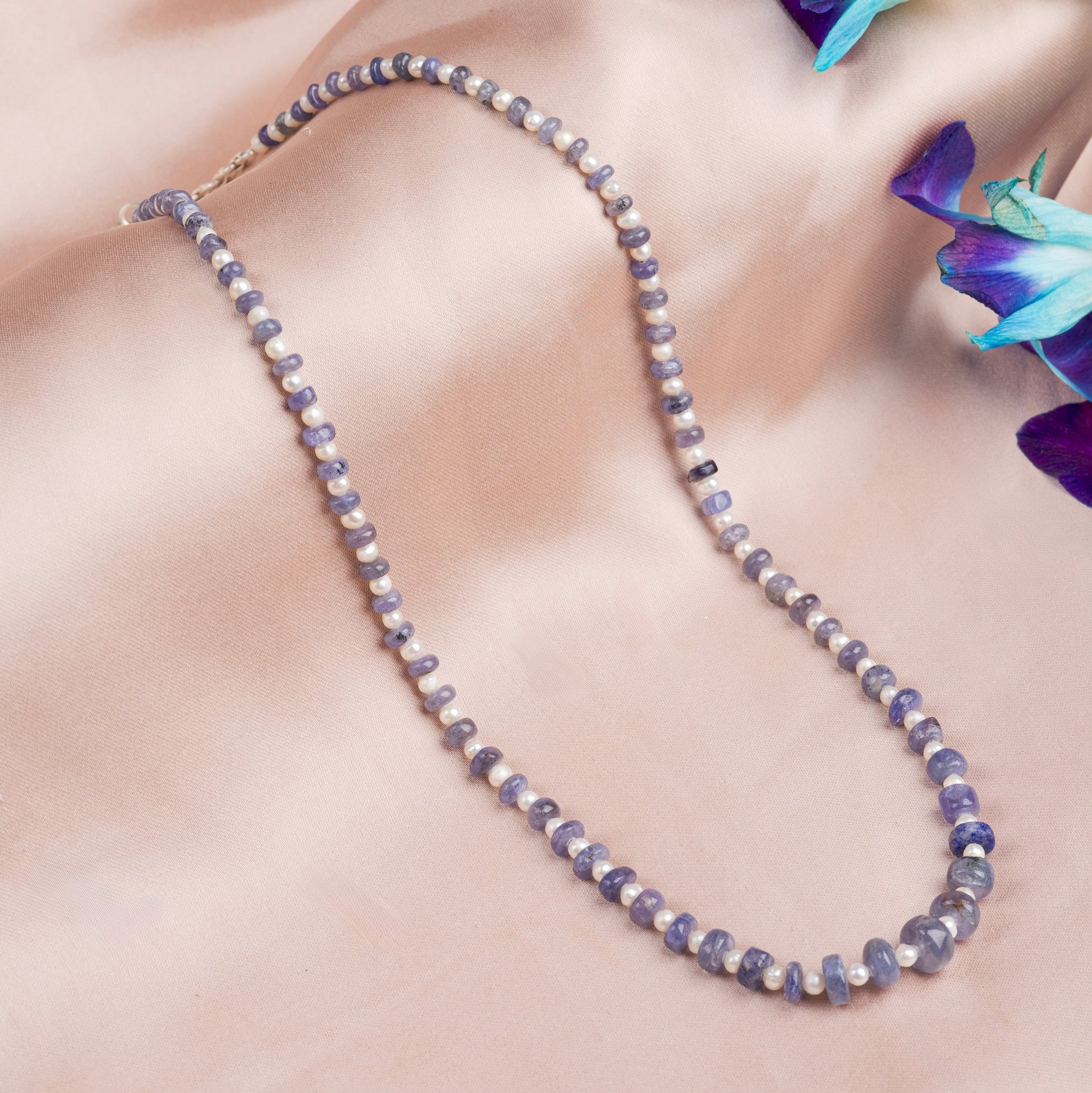 real tanzanite Beaded necklace 