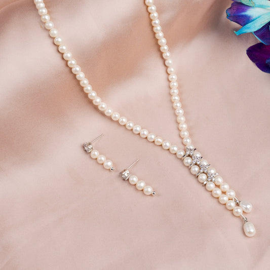 White Pearl necklace set with earrings