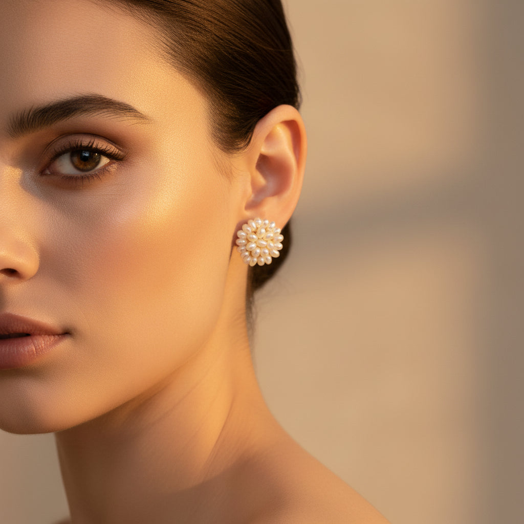 Blush Cluster Pearl Studs