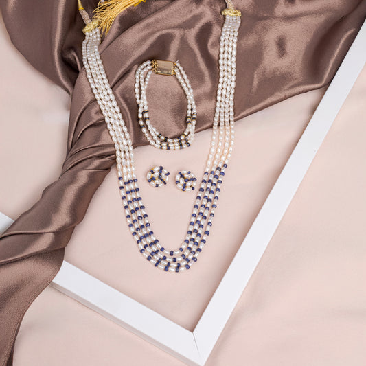 Rice Pearl multilayer necklace set