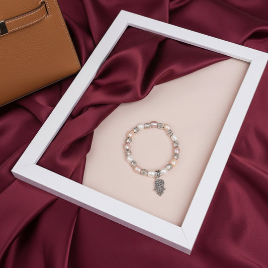 Evil Eye Pearl Charm Bracelet