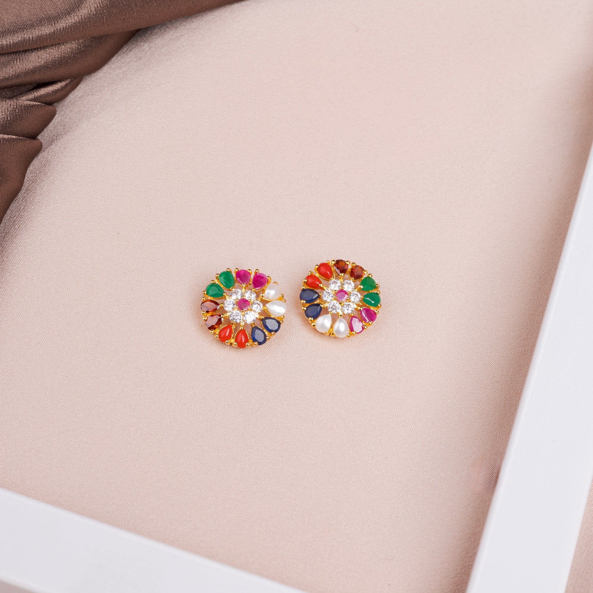 Navrathan multicolor stud earrings