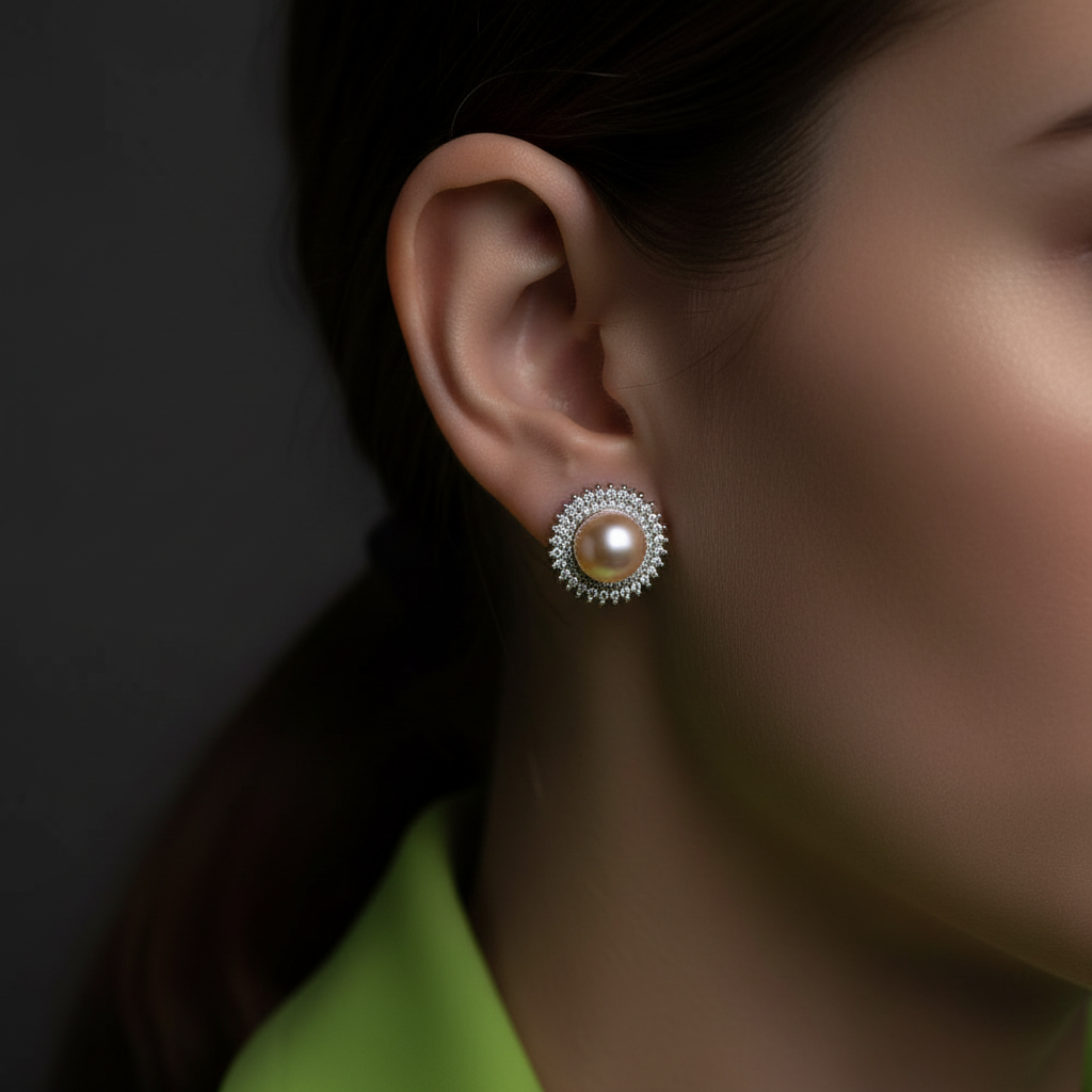 Shimmer Pink Pearl Studs