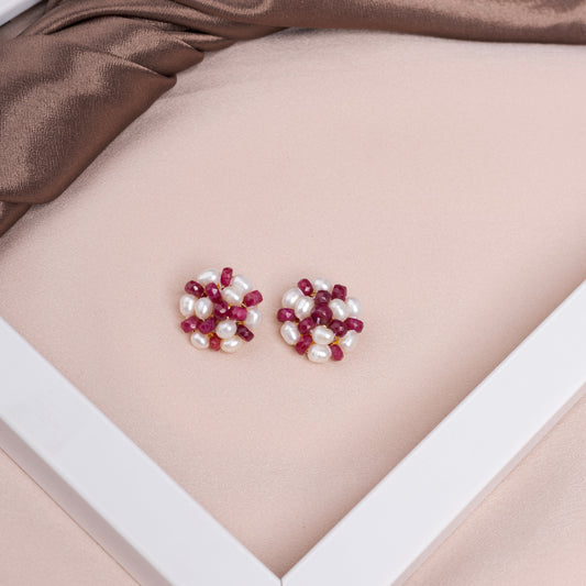 Ruby pearl studs