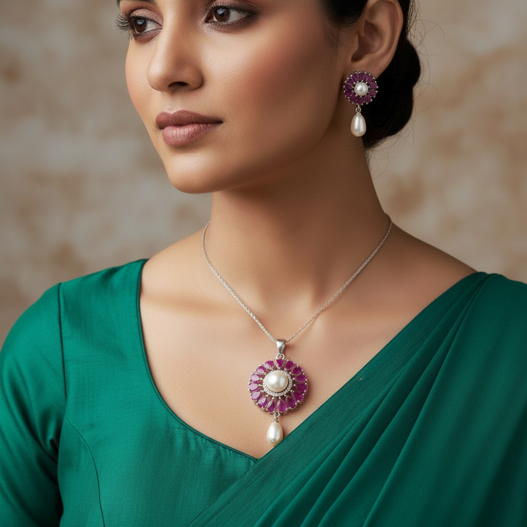 Gemstone Grace Pearl pendant set