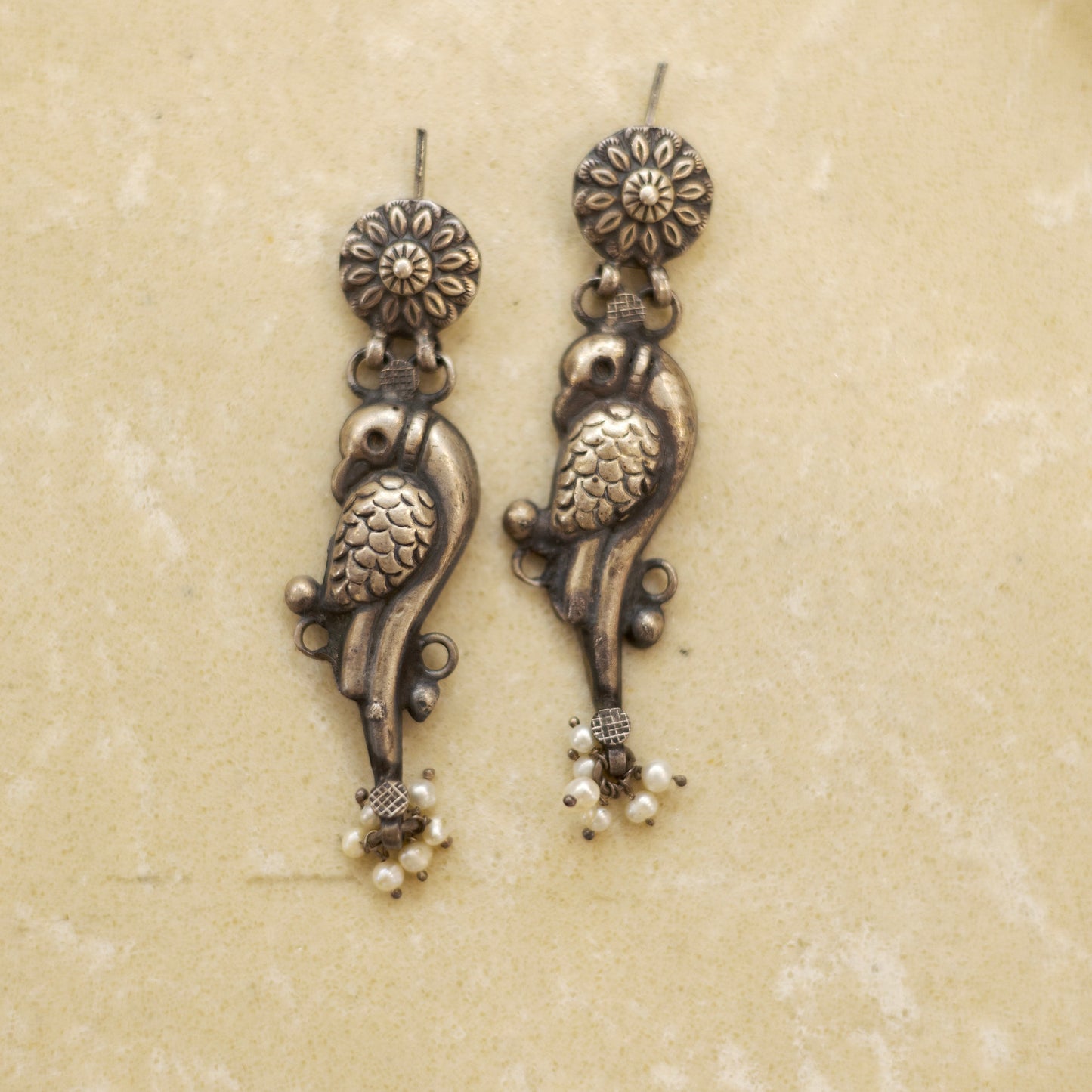 Ornate silver earrings