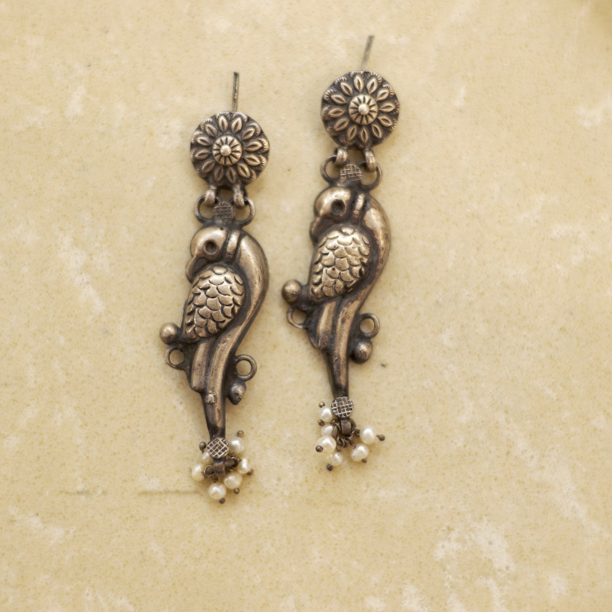 Ornate silver earrings
