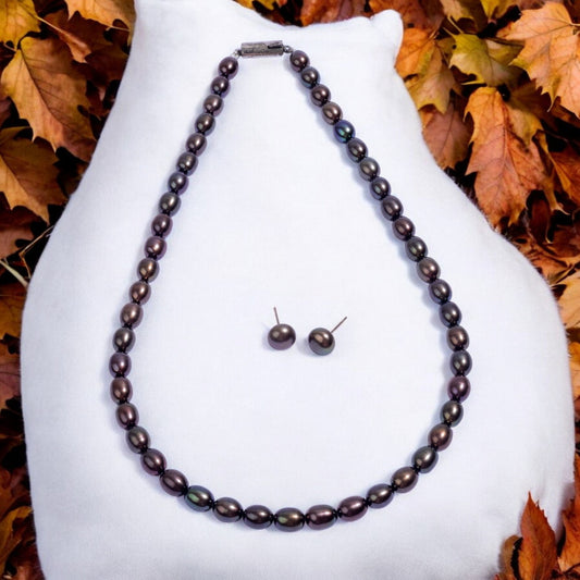 Chocolate Pearl Necklace Set