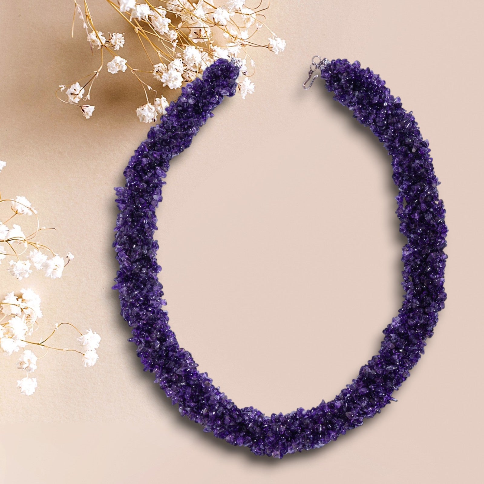 Amethyst gemstone purple necklace 
