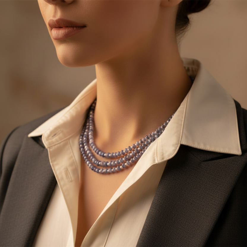 Blue Mirage Trio Tanzanite Necklace