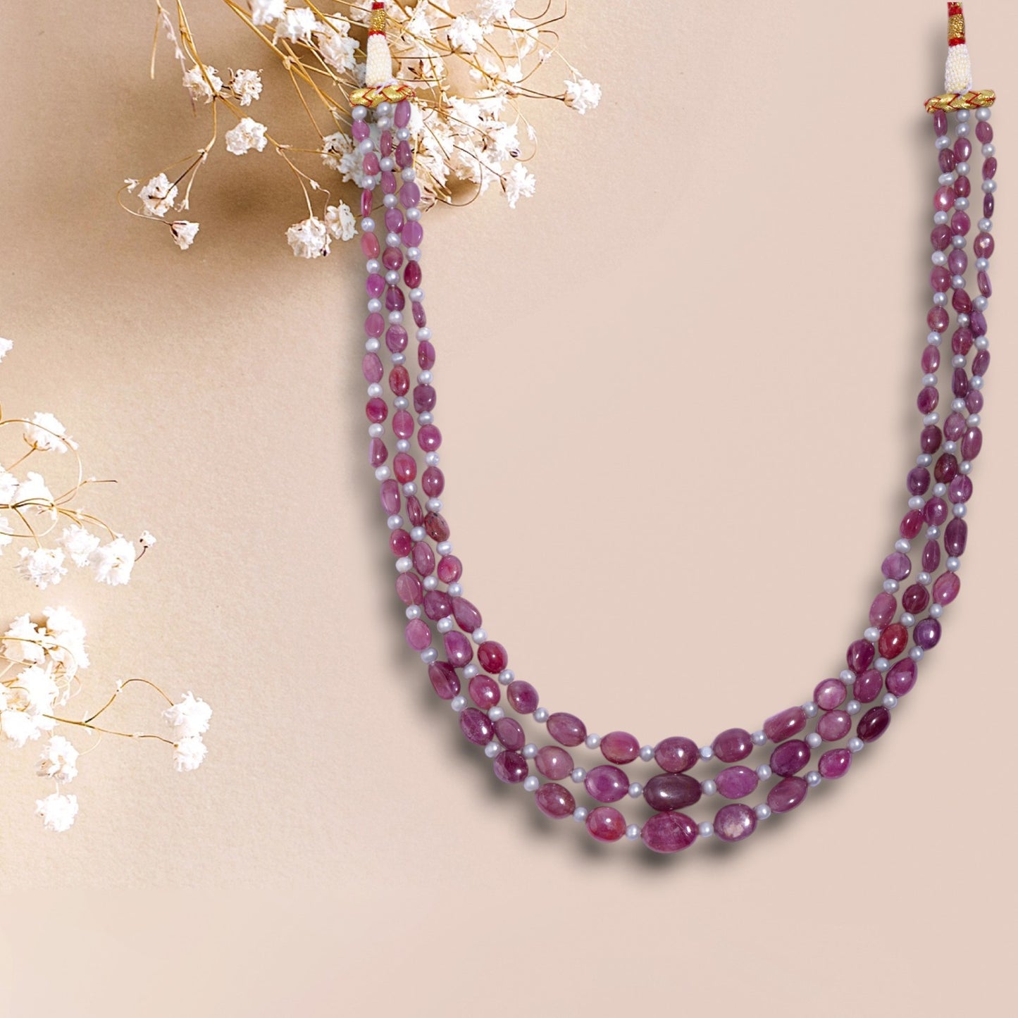 Real ruby gemstone necklace 
