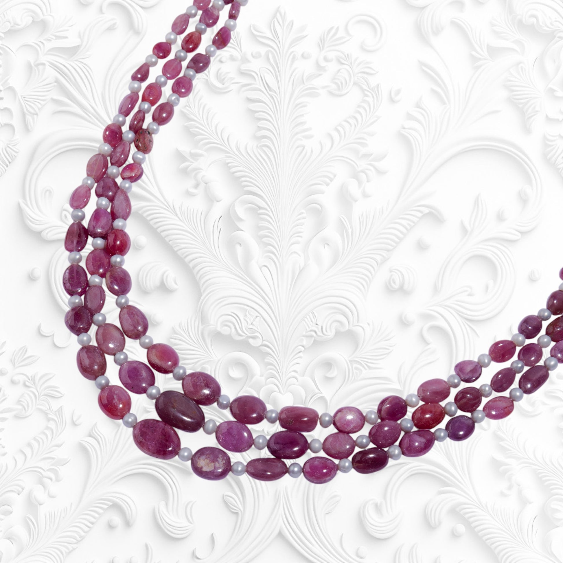 Multistrand real ruby necklace 