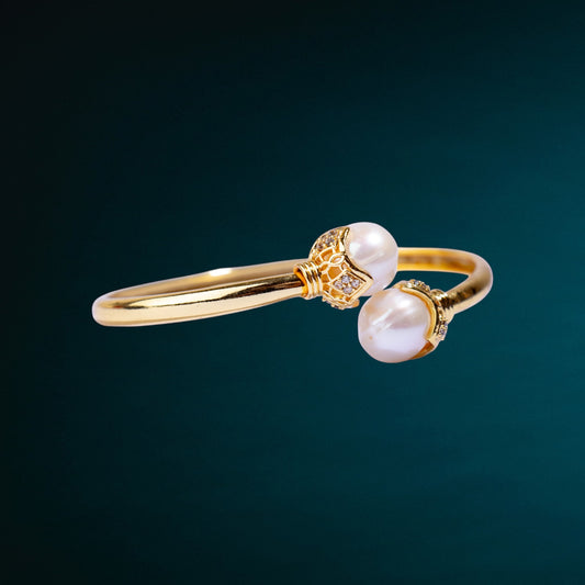 Gold Pearl Openable Kada Bracelet