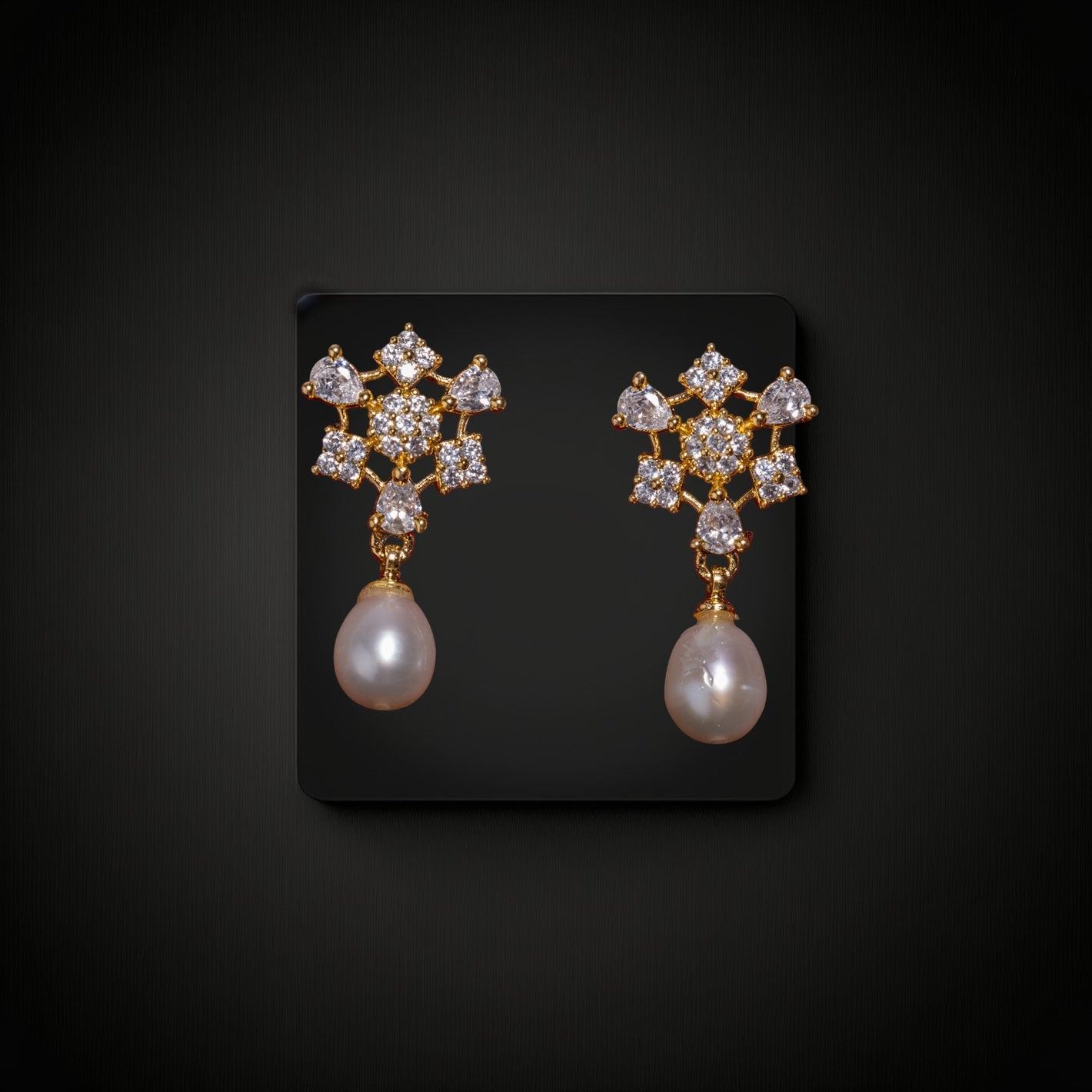 Diamond pearl drop  earrings 