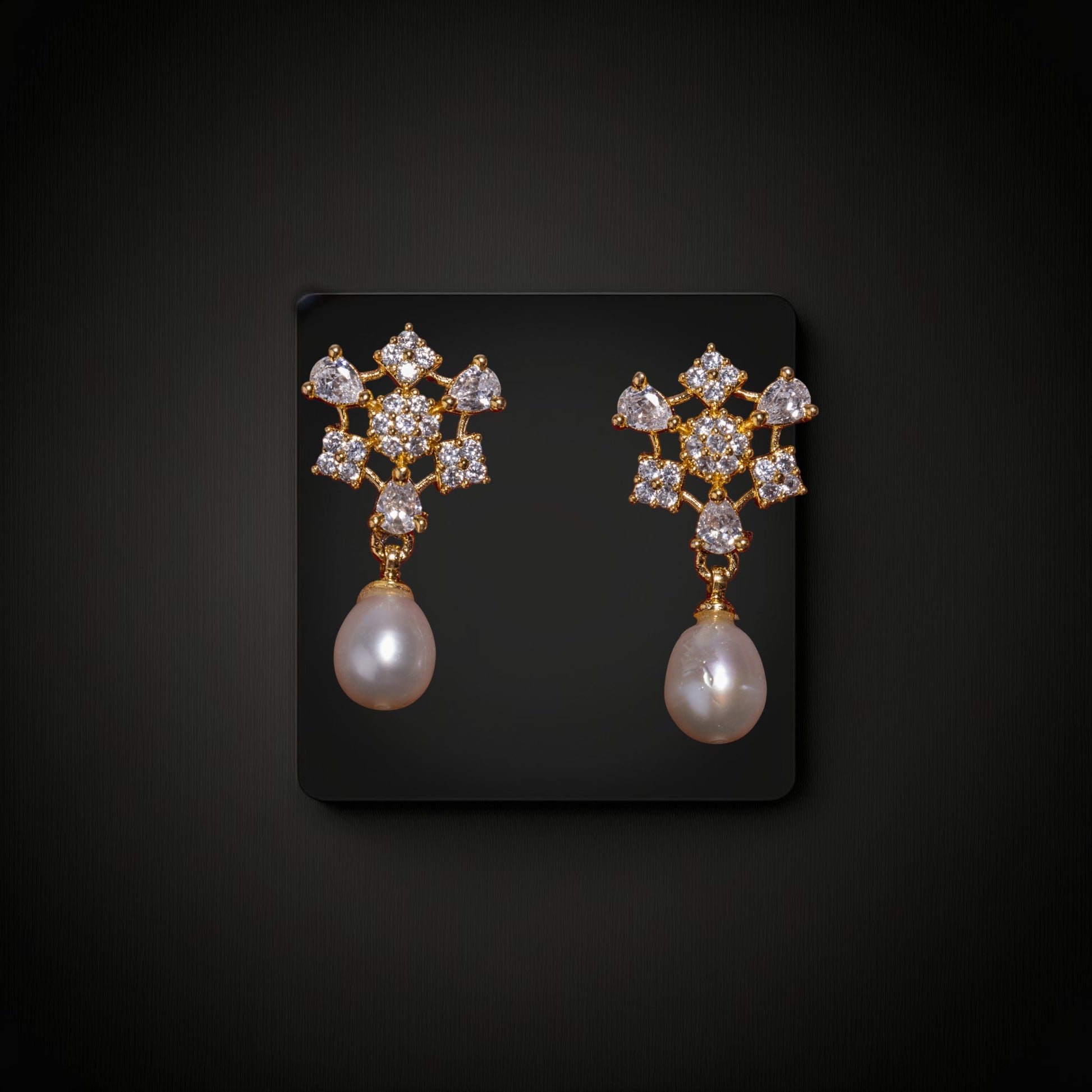 Diamond pearl drop  earrings 