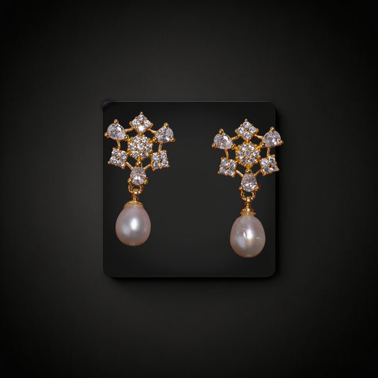 Diamond pearl drop  earrings 