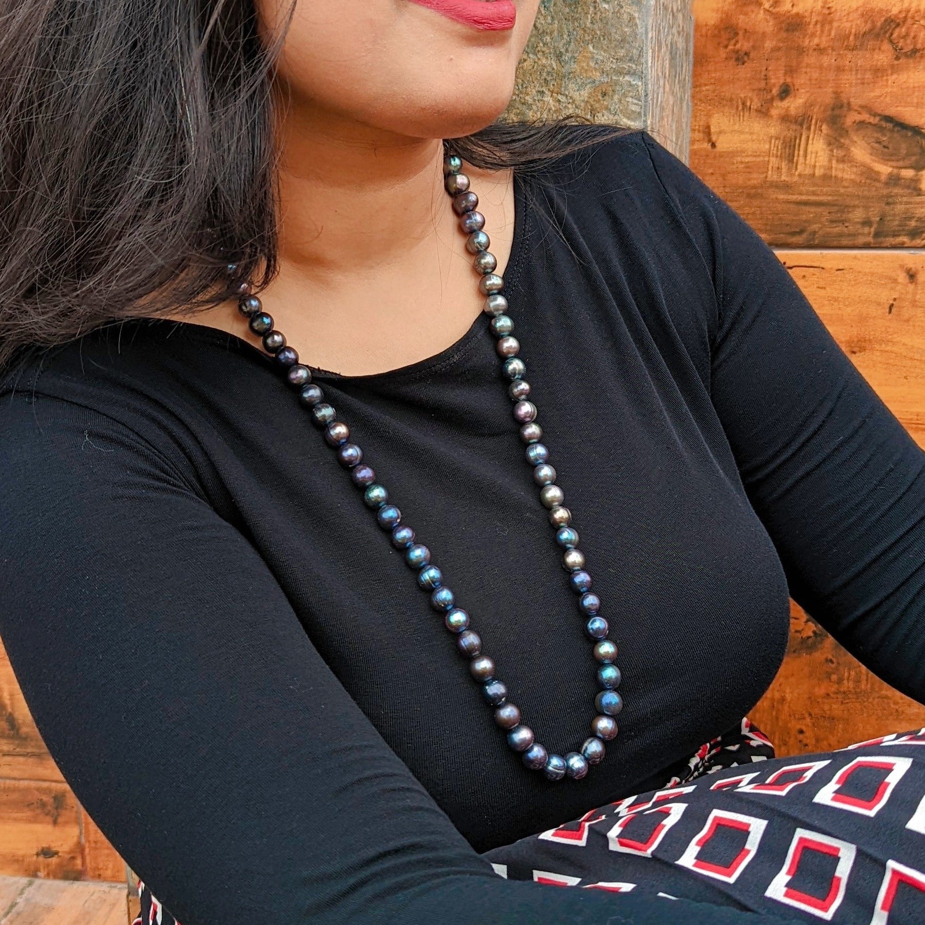 Black Pearl Long Necklace