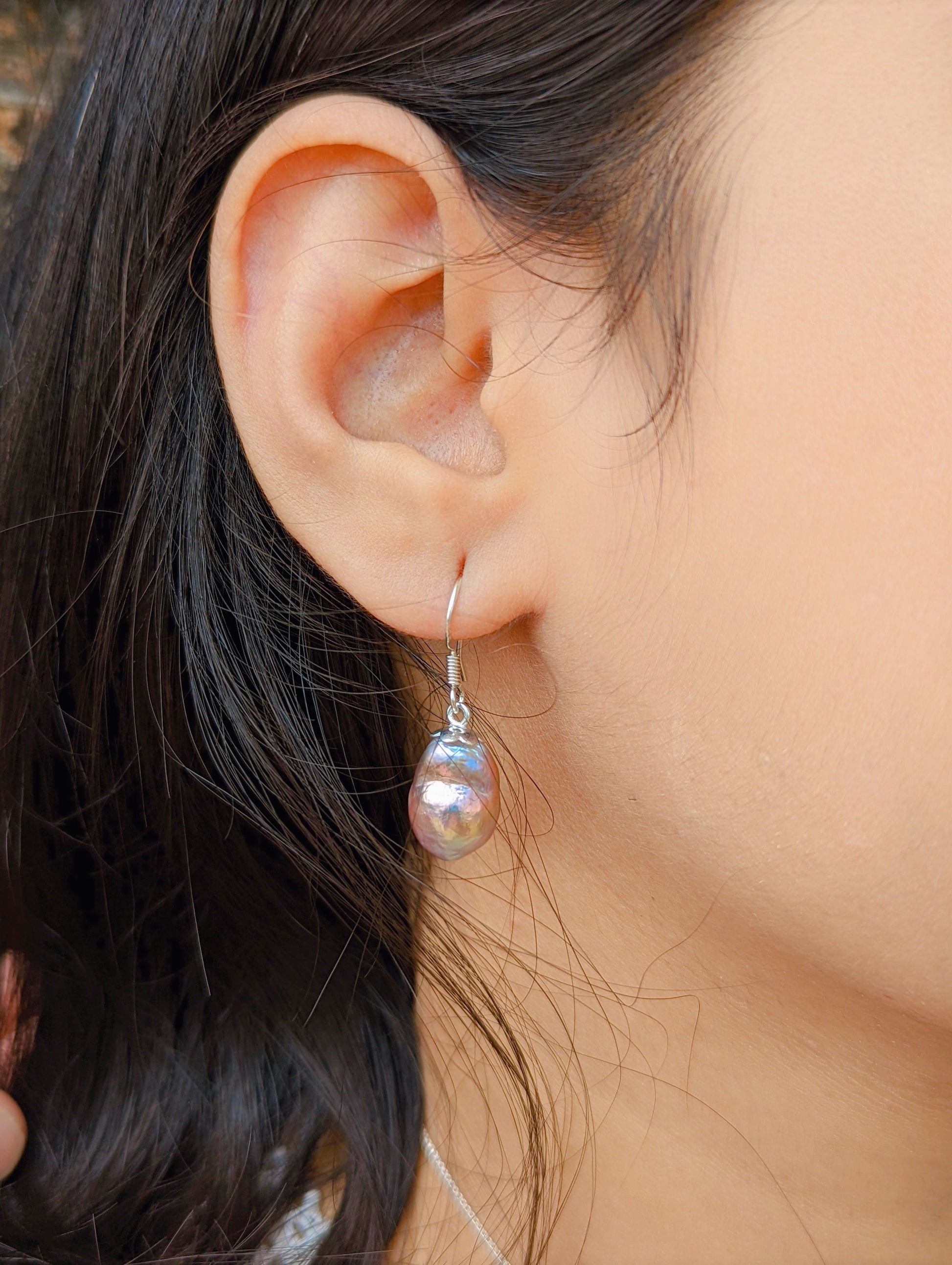 Baroque Pearl Silver Pendant Set