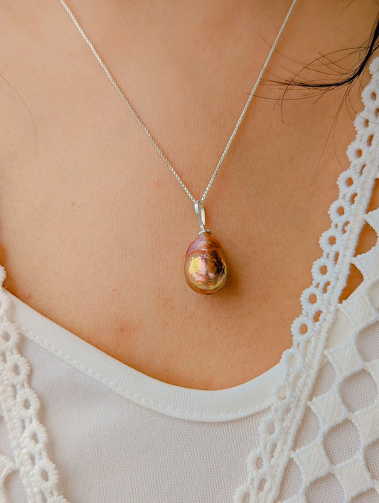 Baroque Pearl Silver Pendant Set