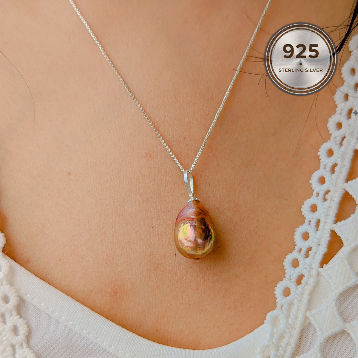 Baroque Bliss Silver Pearl Pendant Set