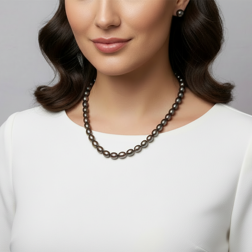 Rainbow dark Pearl Necklace Set