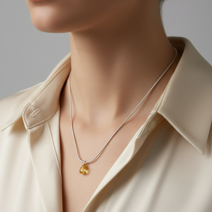 Sapphire Lemon Drop Silver Pendant