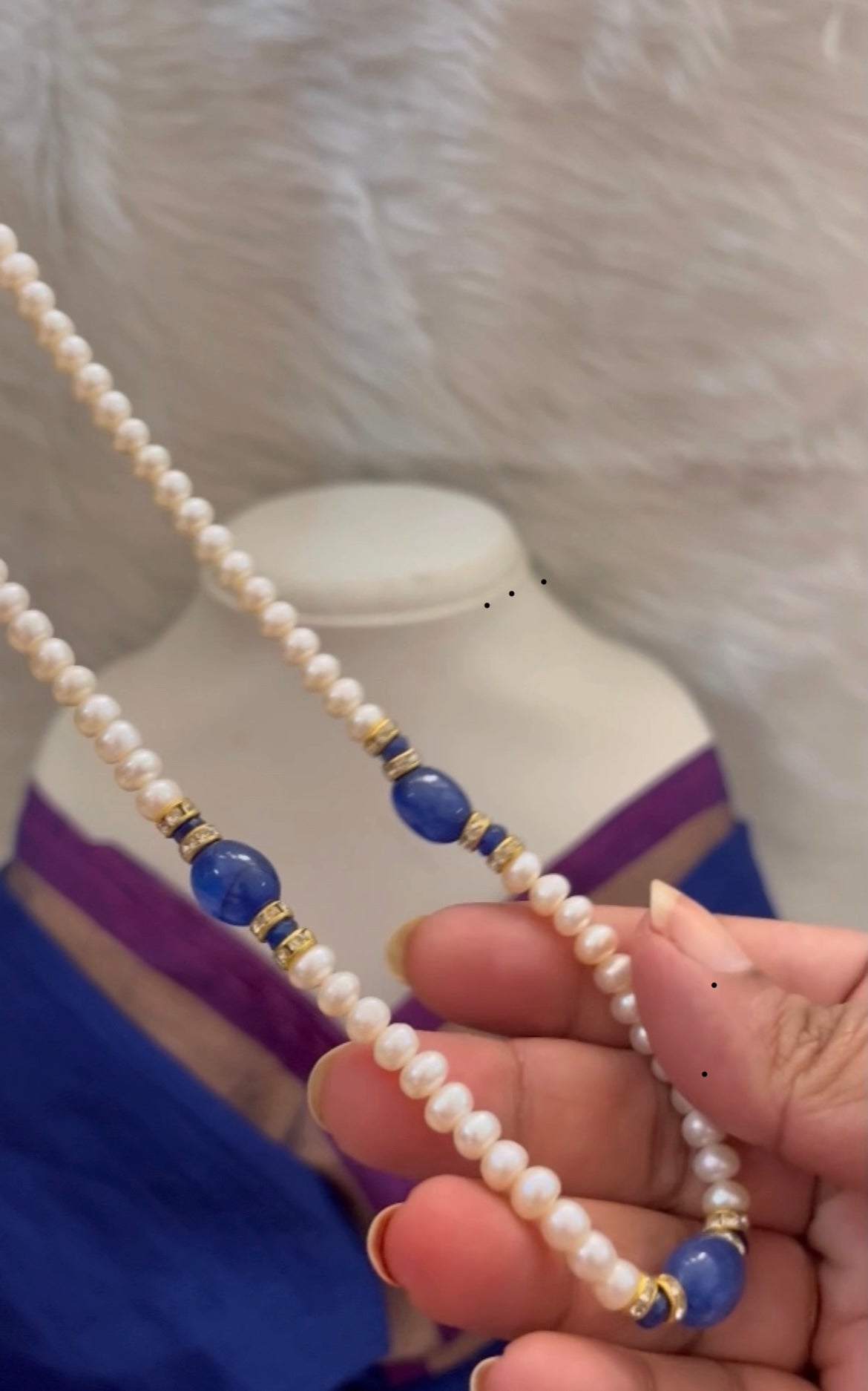 Sapphire pearl necklace set