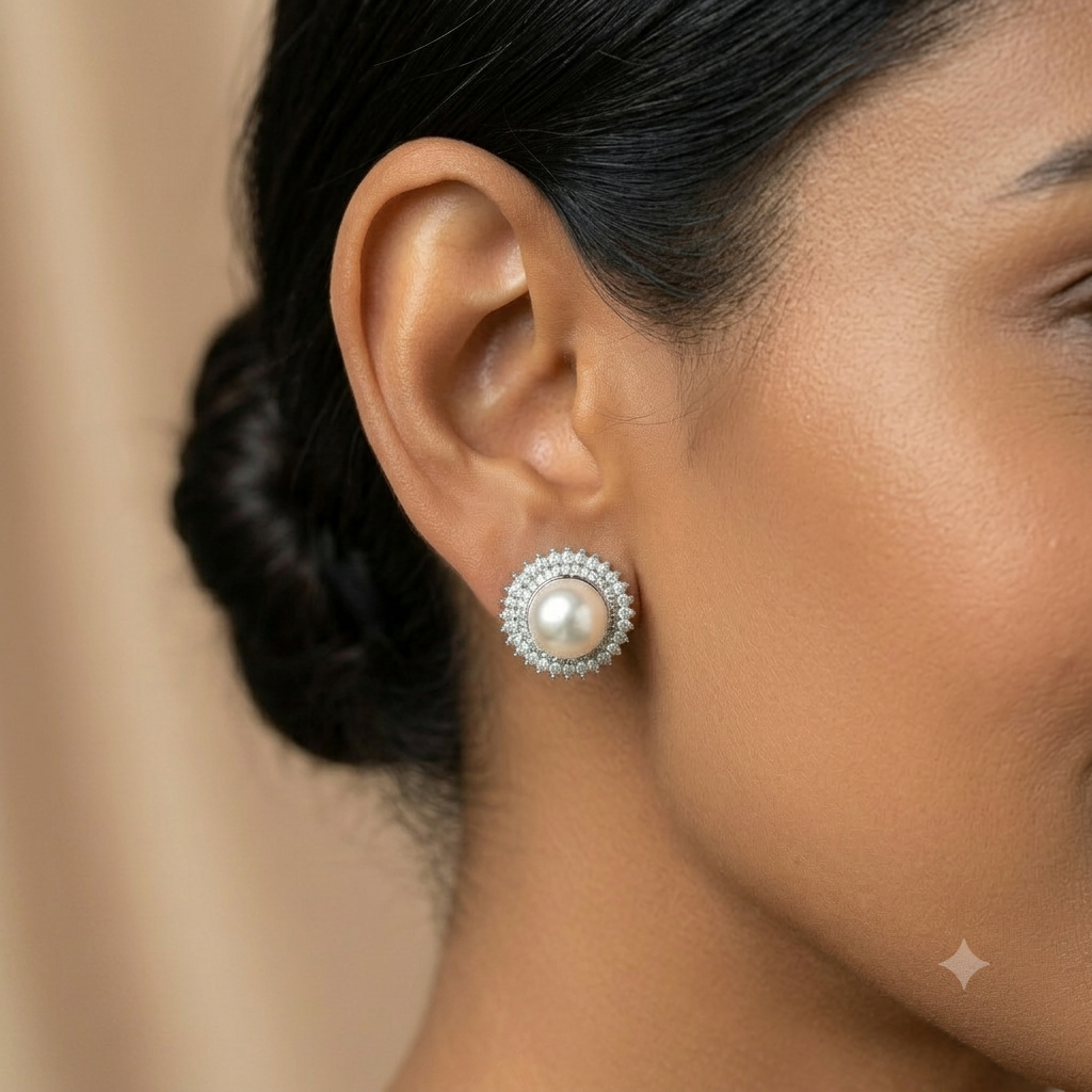 Shimmer White Pearl Studs